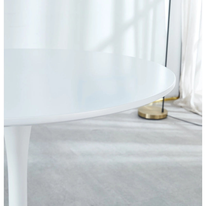 Table à manger Tulipe 31.5" pour 2-4 personnes avec plateau rond en MDF, table à manger sur pied, table d'appoint, table basse de loisirs
