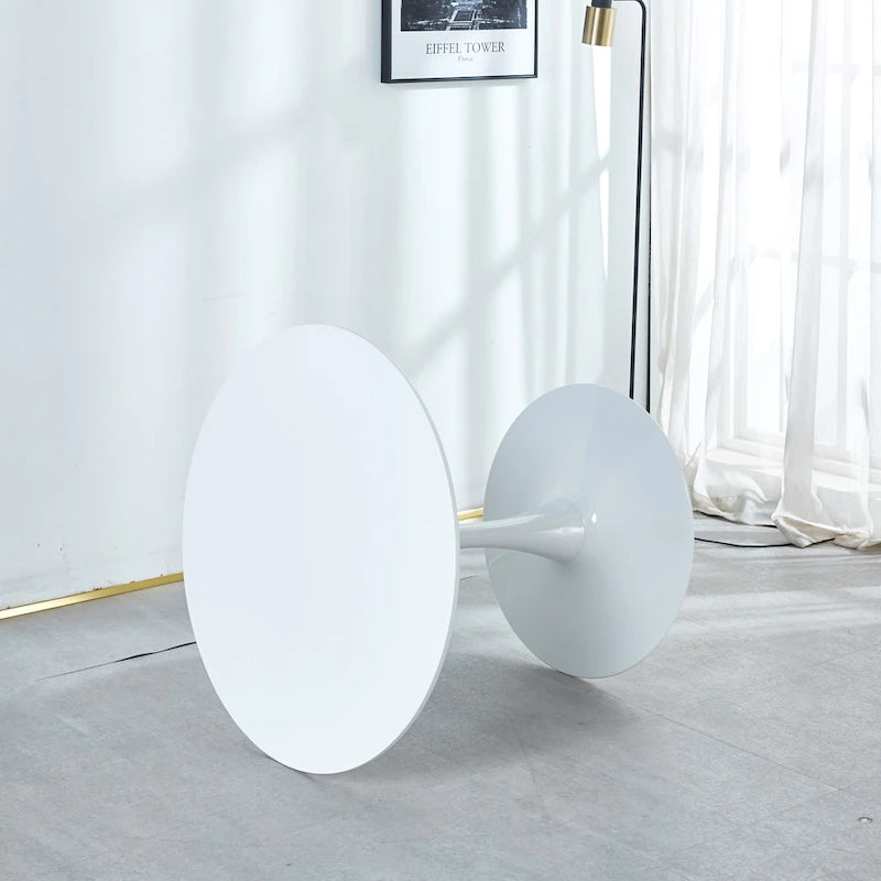 Table à manger Tulipe 31.5" pour 2-4 personnes avec plateau rond en MDF, table à manger sur pied, table d'appoint, table basse de loisirs