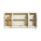 Meuble Console Buffet 4 Portes de 150 cm avec Étagères, Or Blanc Argent