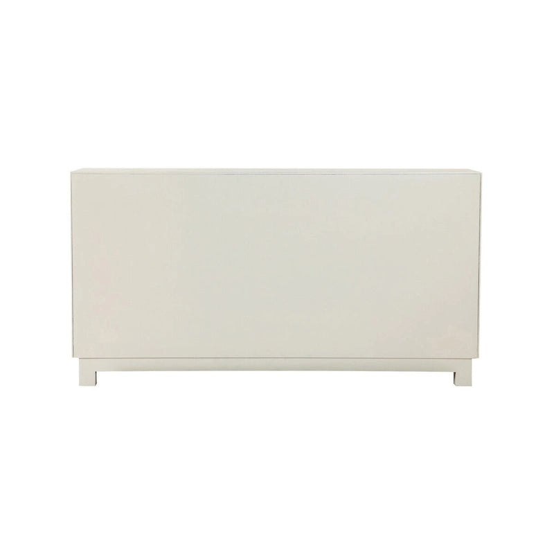 Meuble Console Buffet 4 Portes de 150 cm avec Étagères, Or Blanc Argent