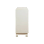 Meuble Console Buffet 4 Portes de 150 cm avec Étagères, Or Blanc Argent