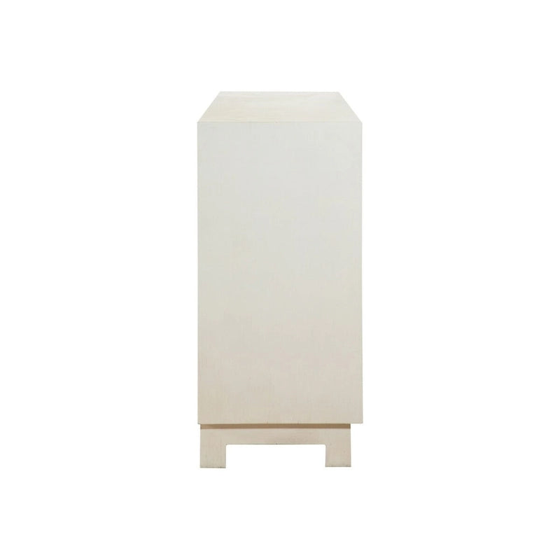 Meuble Console Buffet 4 Portes de 150 cm avec Étagères, Or Blanc Argent