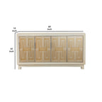 Meuble Console Buffet 4 Portes de 150 cm avec Étagères, Or Blanc Argent