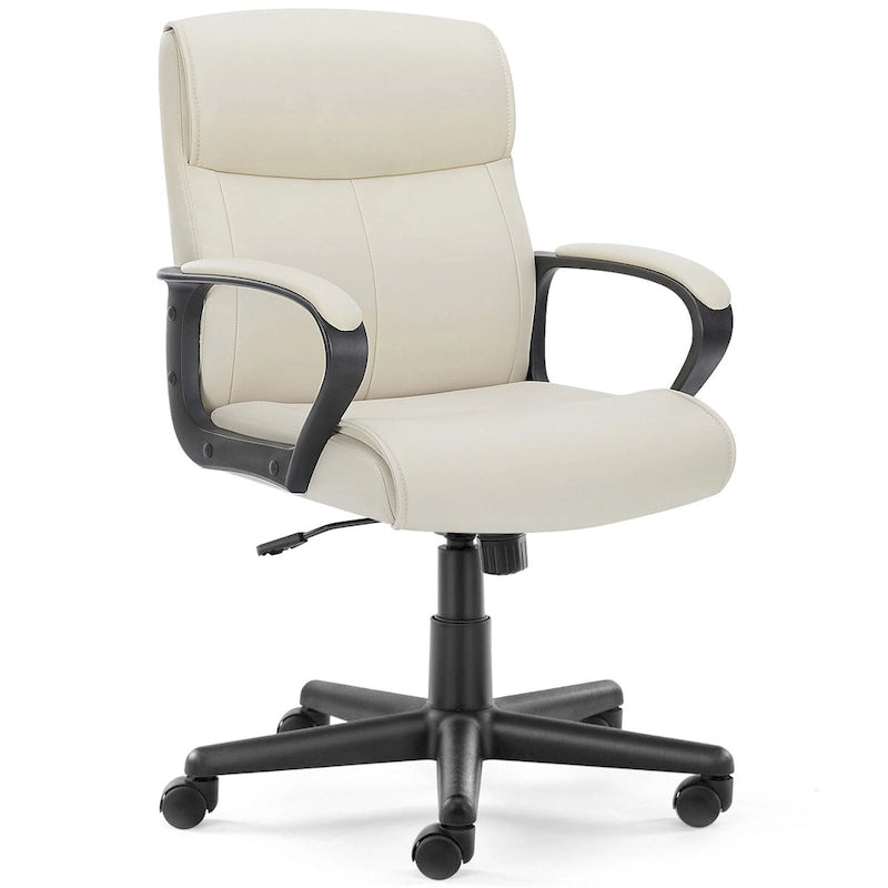 Chaise de bureau réglable avec accoudoirs rembourrés et siège en cuir PU