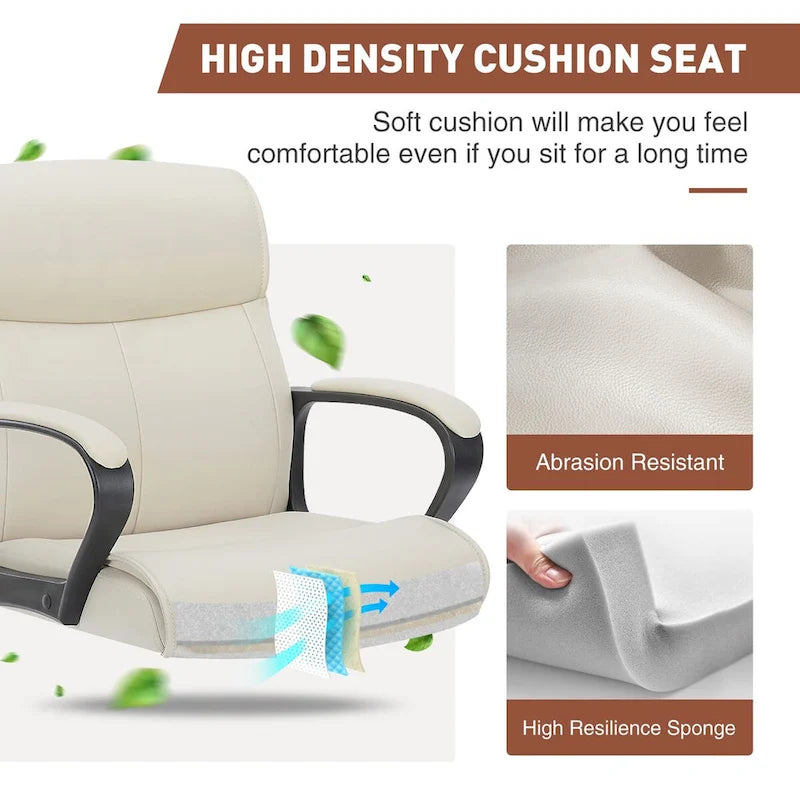 Chaise de bureau réglable avec accoudoirs rembourrés et siège en cuir PU