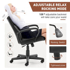 Chaise de bureau réglable avec accoudoirs rembourrés et siège en cuir PU