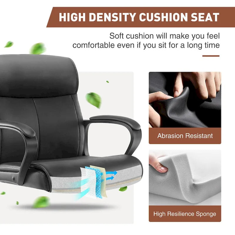 Chaise de bureau réglable avec accoudoirs rembourrés et siège en cuir PU