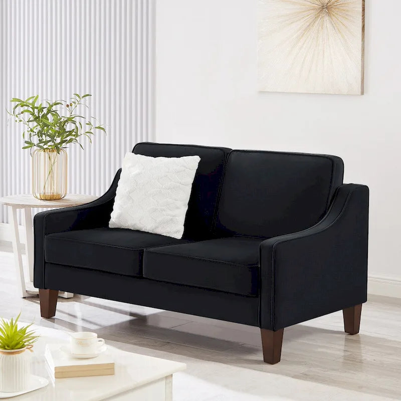 Canapé deux places en velours avec accoudoirs carrés, 51,5" L