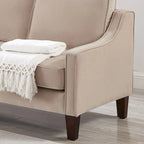 Canapé deux places en velours avec accoudoirs carrés, 51,5" L