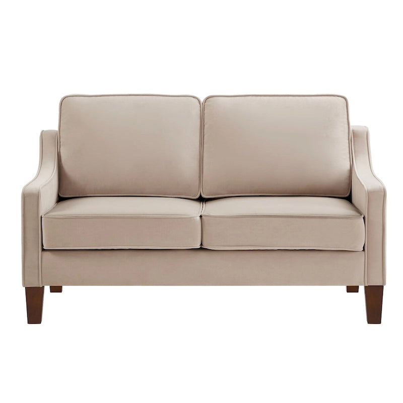 Canapé deux places en velours avec accoudoirs carrés, 51,5" L