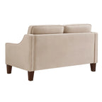 Canapé deux places en velours avec accoudoirs carrés, 51,5" L