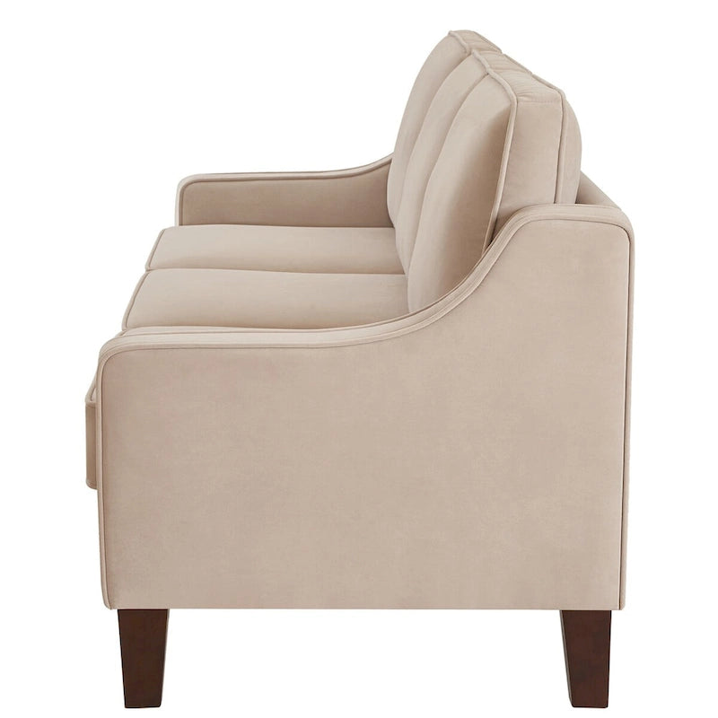 Canapé deux places en velours avec accoudoirs carrés, 51,5" L