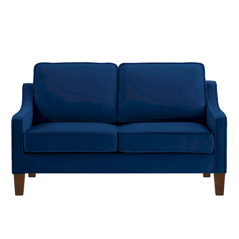 Canapé deux places en velours avec accoudoirs carrés, 51,5" L