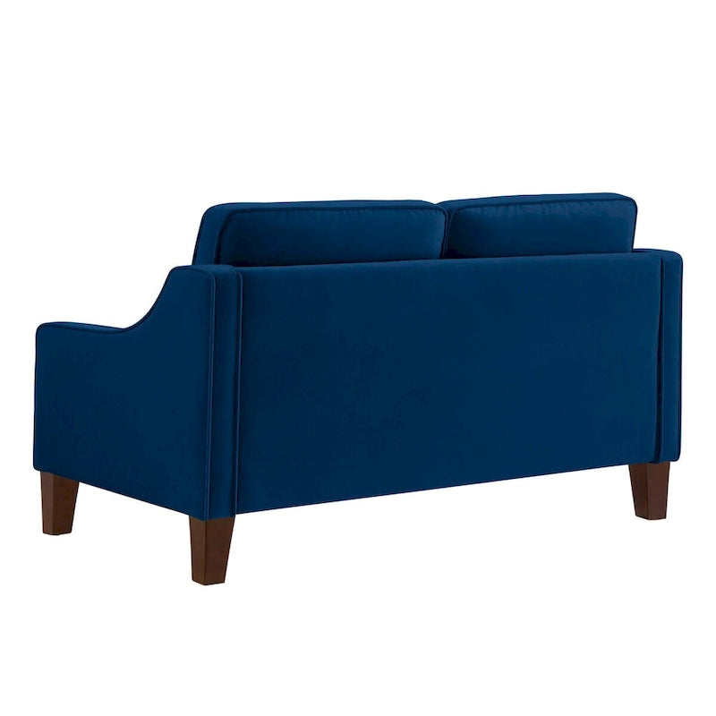 Canapé deux places en velours avec accoudoirs carrés, 51,5" L