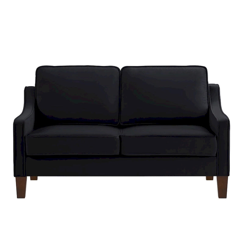 Canapé deux places en velours avec accoudoirs carrés, 51,5" L