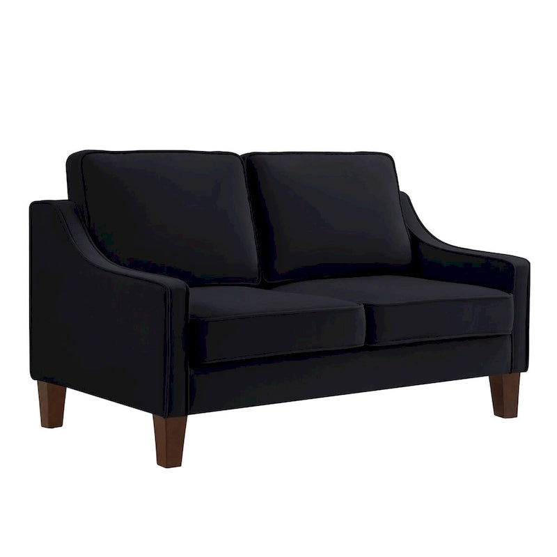 Canapé deux places en velours avec accoudoirs carrés, 51,5" L