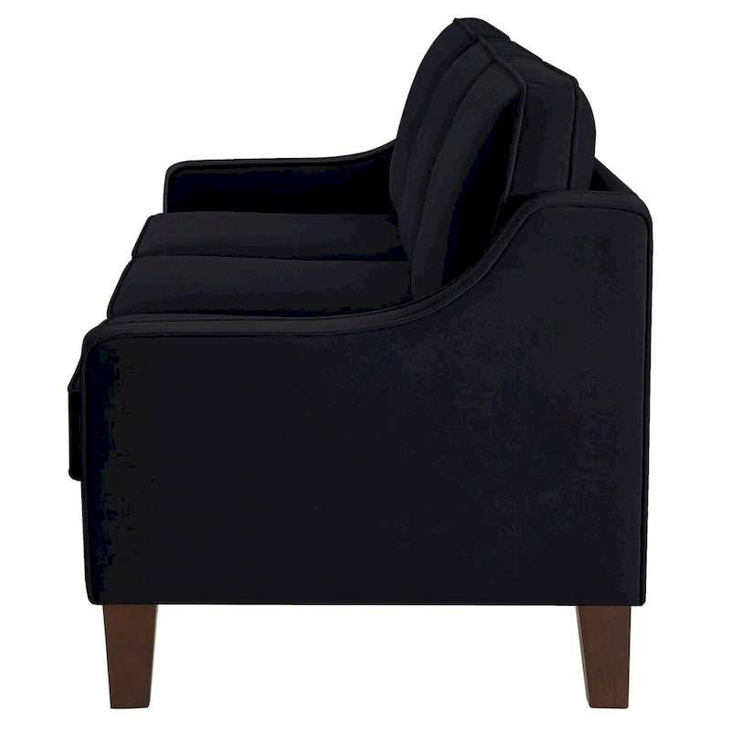 Canapé deux places en velours avec accoudoirs carrés, 51,5" L