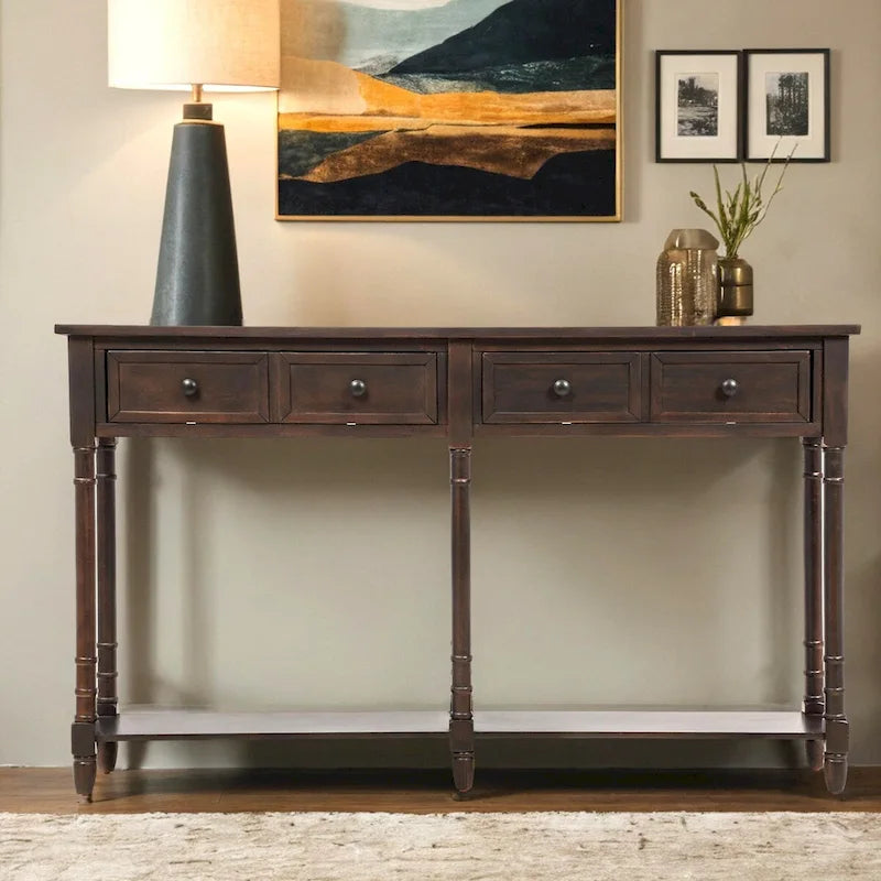Console avec deux tiroirs et étagère inférieure