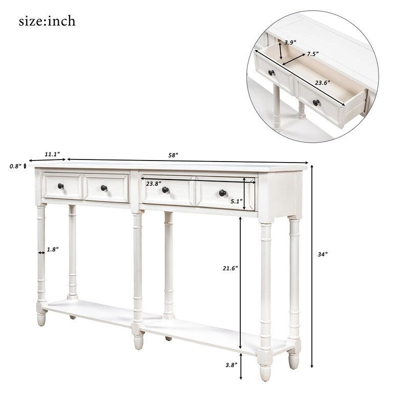 Console avec deux tiroirs et étagère inférieure