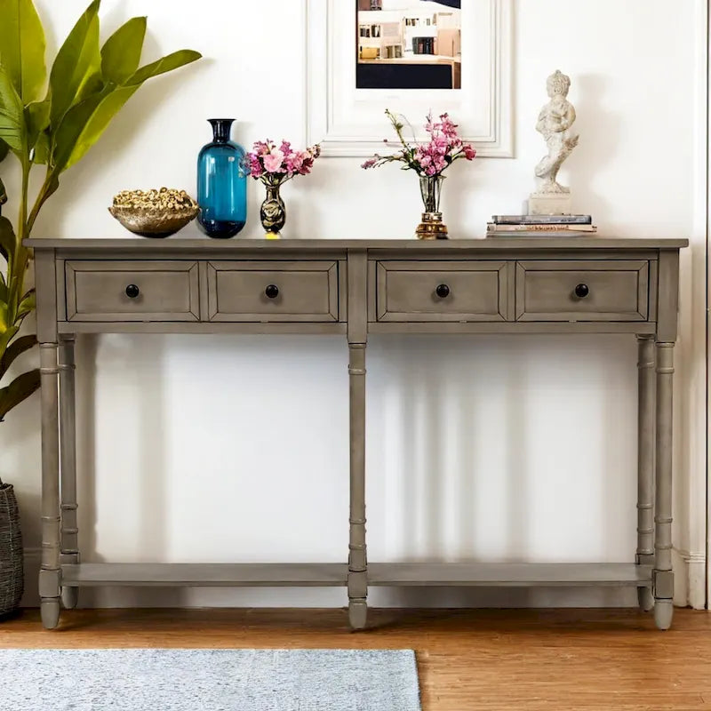 Console avec deux tiroirs et étagère inférieure