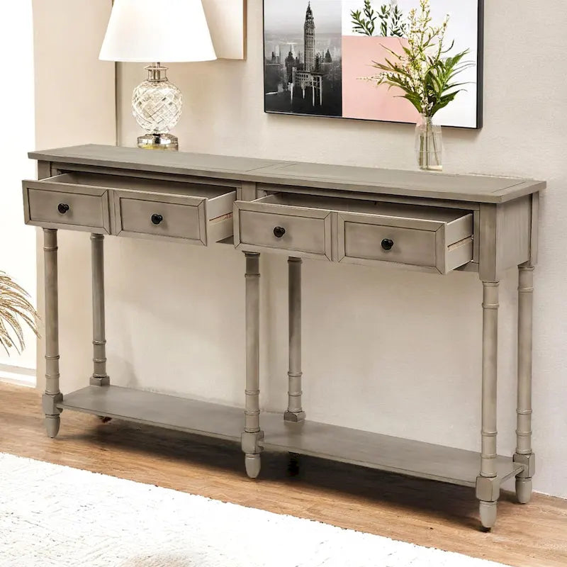 Console avec deux tiroirs et étagère inférieure