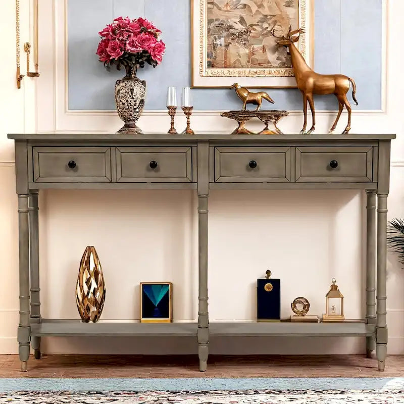 Console avec deux tiroirs et étagère inférieure