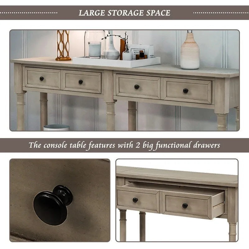 Console avec deux tiroirs et étagère inférieure