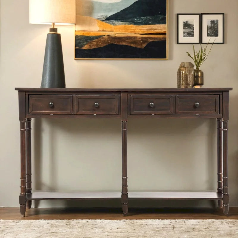 Console avec deux tiroirs et étagère inférieure