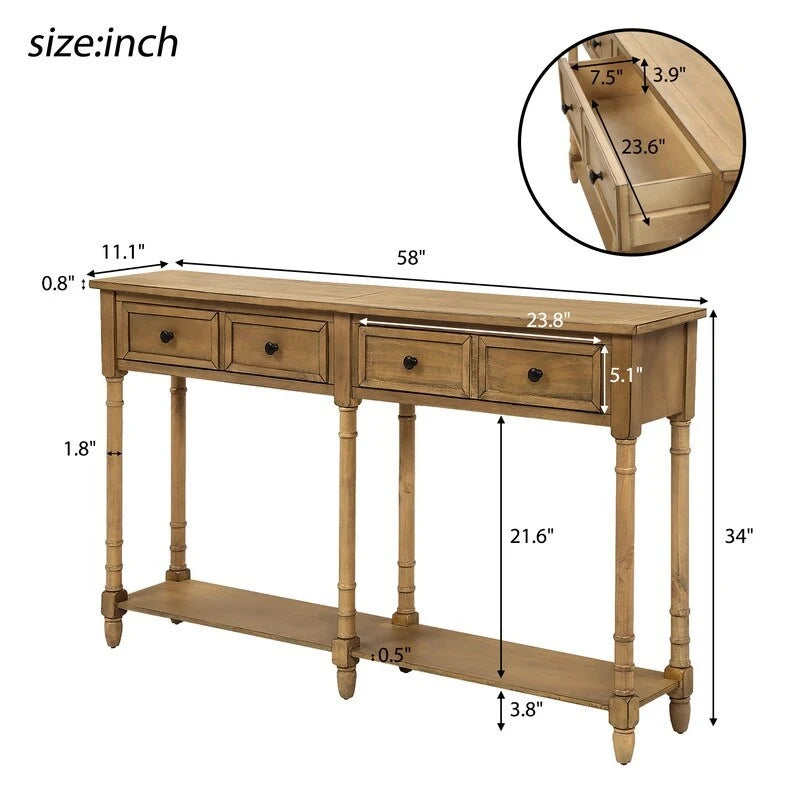 Console avec deux tiroirs et étagère inférieure