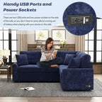 Canapé-lit d'angle de 82,6 po avec roues et ports USB