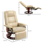 Fauteuil inclinable manuel avec piètement pivotant en bois et repose-pieds