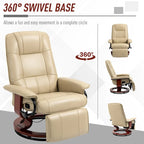 Fauteuil inclinable manuel avec piètement pivotant en bois et repose-pieds