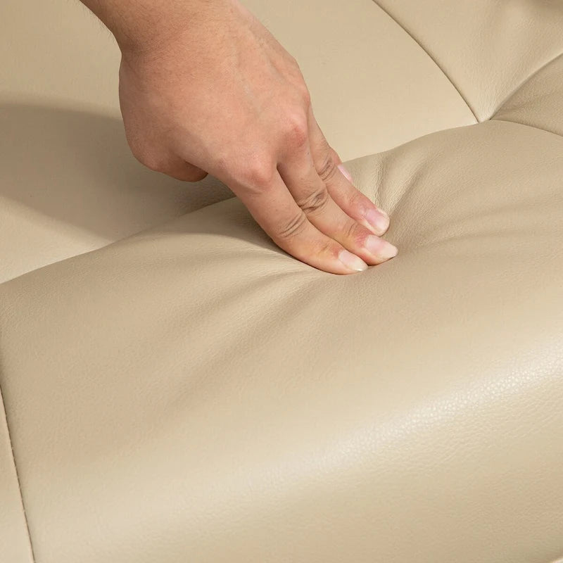 Fauteuil inclinable manuel avec piètement pivotant en bois et repose-pieds