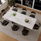 Ensemble de salle à manger 9 pièces avec table extensible et 8 chaises rembourrées