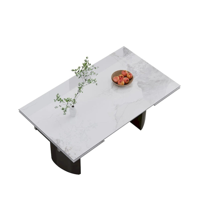 Ensemble de salle à manger 9 pièces avec table extensible et 8 chaises rembourrées