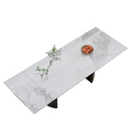 Ensemble de salle à manger 9 pièces avec table extensible et 8 chaises rembourrées