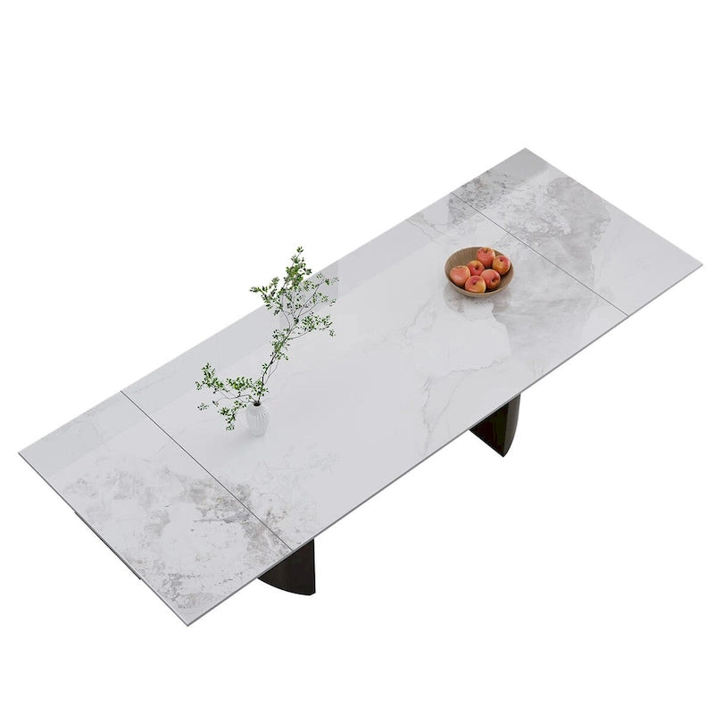 Ensemble de salle à manger 9 pièces avec table extensible et 8 chaises rembourrées