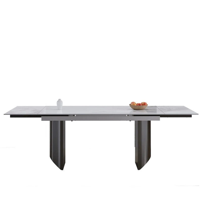 Ensemble de salle à manger 9 pièces avec table extensible et 8 chaises rembourrées
