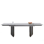 Ensemble de salle à manger 9 pièces avec table extensible et 8 chaises rembourrées