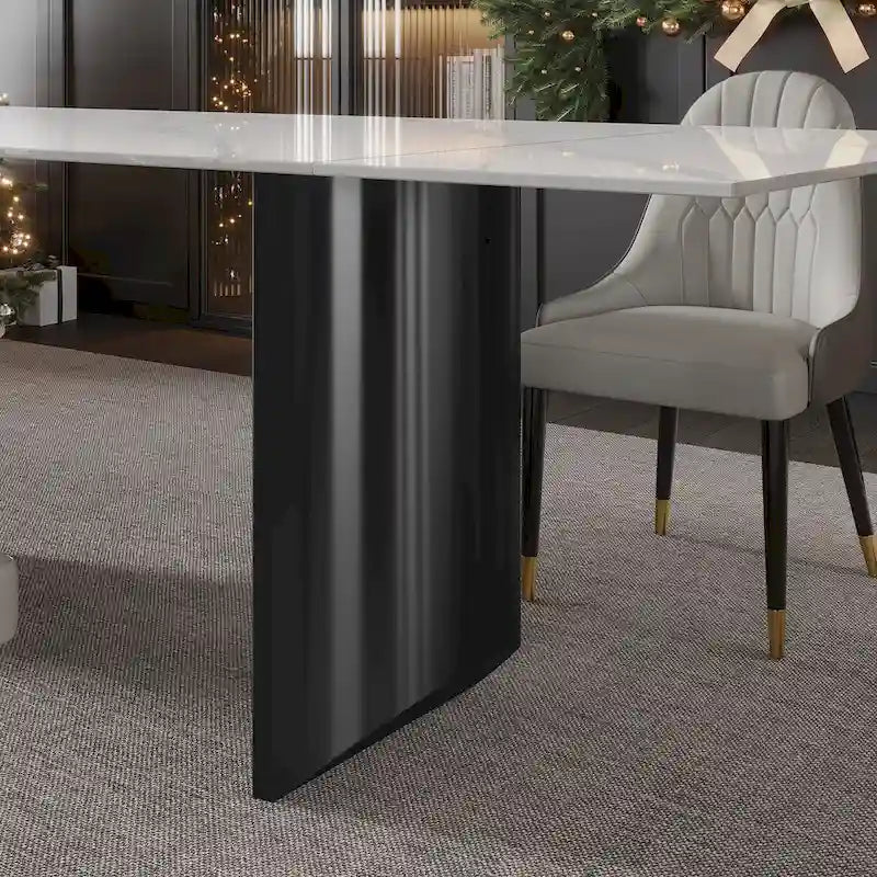Ensemble de salle à manger 9 pièces avec table extensible et 8 chaises rembourrées