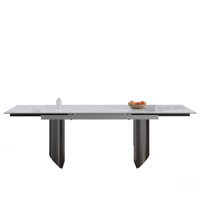 Ensemble de salle à manger 9 pièces avec table extensible et 8 chaises rembourrées