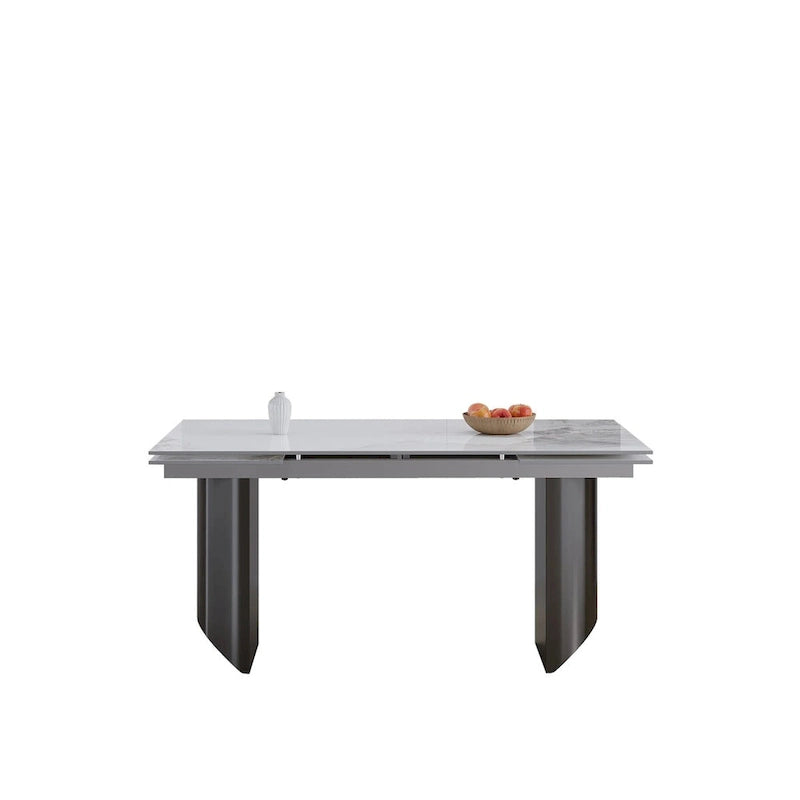 Ensemble de salle à manger 9 pièces avec table extensible et 8 chaises rembourrées