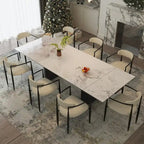 Ensemble de salle à manger 9 pièces avec table extensible et 8 chaises rembourrées
