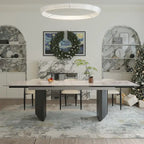 Ensemble de salle à manger 9 pièces avec table extensible et 8 chaises rembourrées
