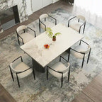 Ensemble de salle à manger 9 pièces avec table extensible et 8 chaises rembourrées