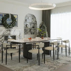 Ensemble de salle à manger 9 pièces avec table extensible et 8 chaises rembourrées