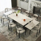 Ensemble de salle à manger 9 pièces avec table extensible et 8 chaises rembourrées
