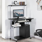 Bureau d'ordinateur à 3 niveaux avec étagère pour imprimante