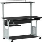 Bureau d'ordinateur à 3 niveaux avec étagère pour imprimante