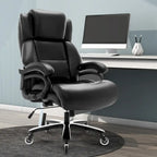 Chaise de bureau à dossier haut avec support lombaire réglable et roulettes pivotantes